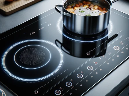 Zoom sur une cuisinière avec table induction 2 foyers