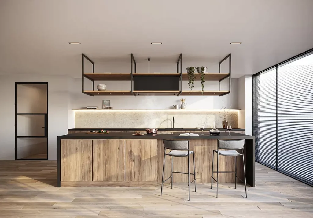 Hotte étagère design ilot Novy Pureline