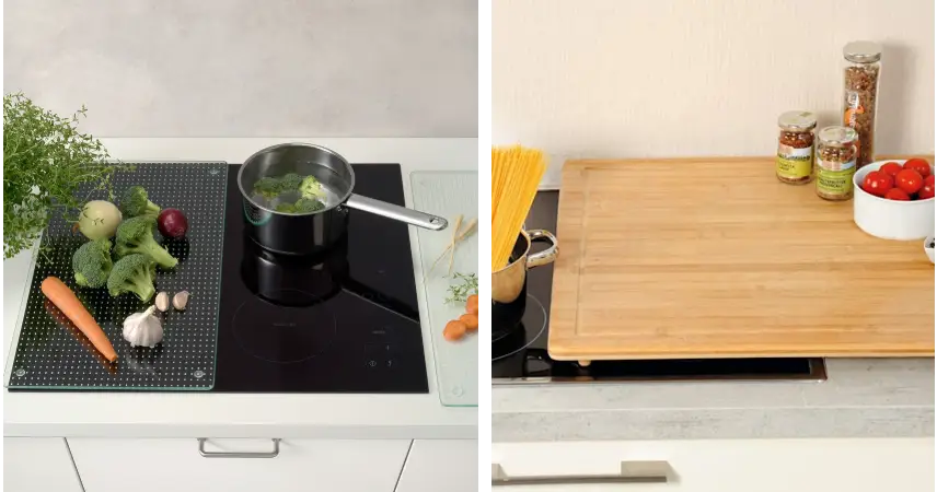 Protege plaque induction en bois et en verre