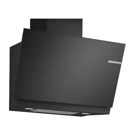 Hotte murale inclinée 80 cm Noir avec finition en verre, Noir